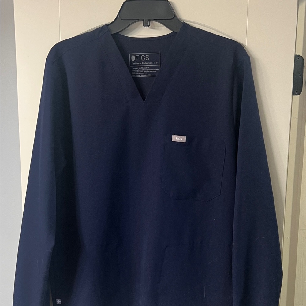 Figs Deep Blue V-Neck Scrub Top